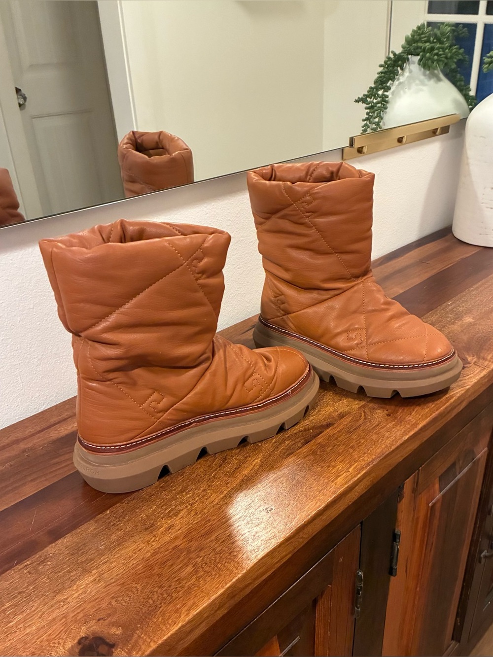 Tory Burch Sleeping Bag Pull On Mid-Calf Boots - Cognac Brown